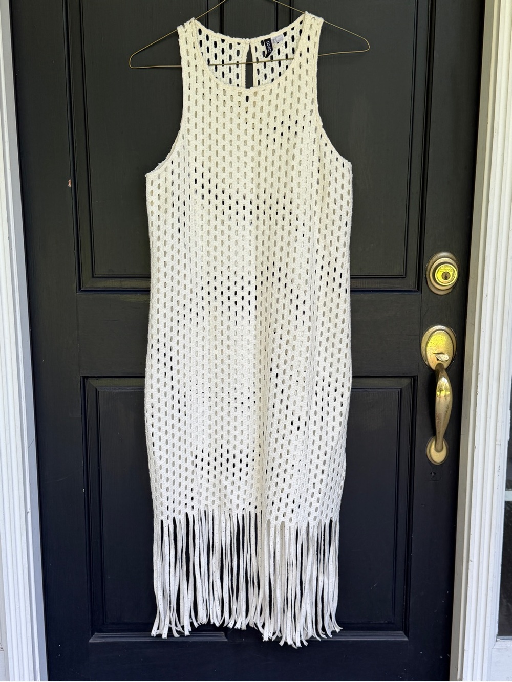 Divided Cream Open-Knit Sleeveless Top